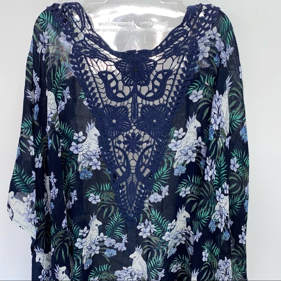 NEW Accessory St New York Blue Graphic Design Kimono Summer Coverup - Size OS - Picture 7 of 9